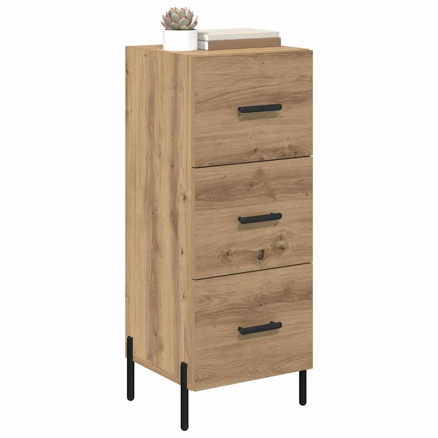 Dressoir artisanaal eikenkleurig 34 x 34.5 x 90 cm Bewerkt hout