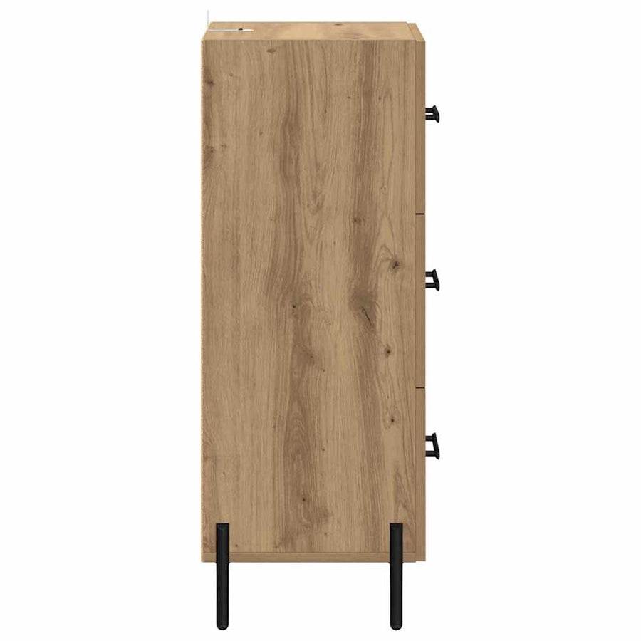 Dressoir artisanaal eikenkleurig 34 x 34.5 x 90 cm Bewerkt hout