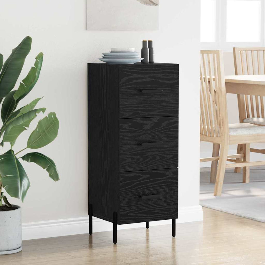 Dressoir met lade Zwart eiken 34 x 34.5 x 90 cm Bewerkt hout
