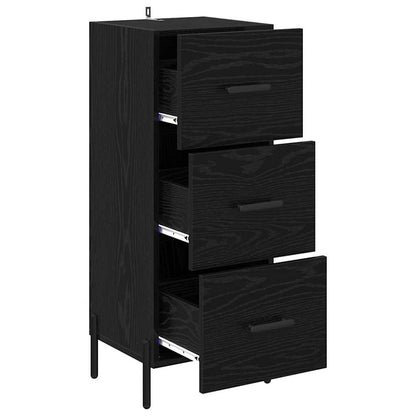 Dressoir met lade Zwart eiken 34 x 34.5 x 90 cm Bewerkt hout