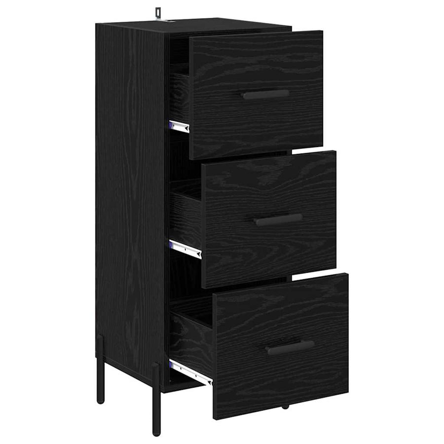 Dressoir met lade Zwart eiken 34 x 34.5 x 90 cm Bewerkt hout