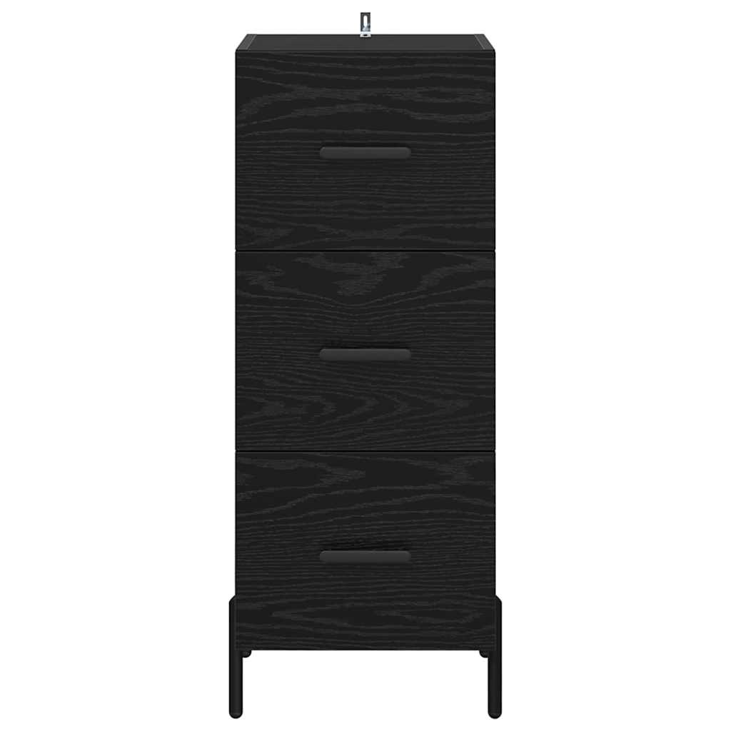 Dressoir met lade Zwart eiken 34 x 34.5 x 90 cm Bewerkt hout