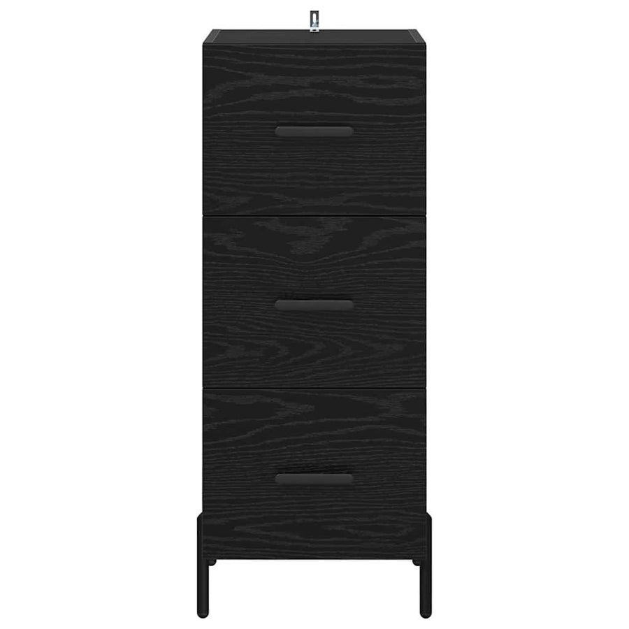 Dressoir met lade Zwart eiken 34 x 34.5 x 90 cm Bewerkt hout