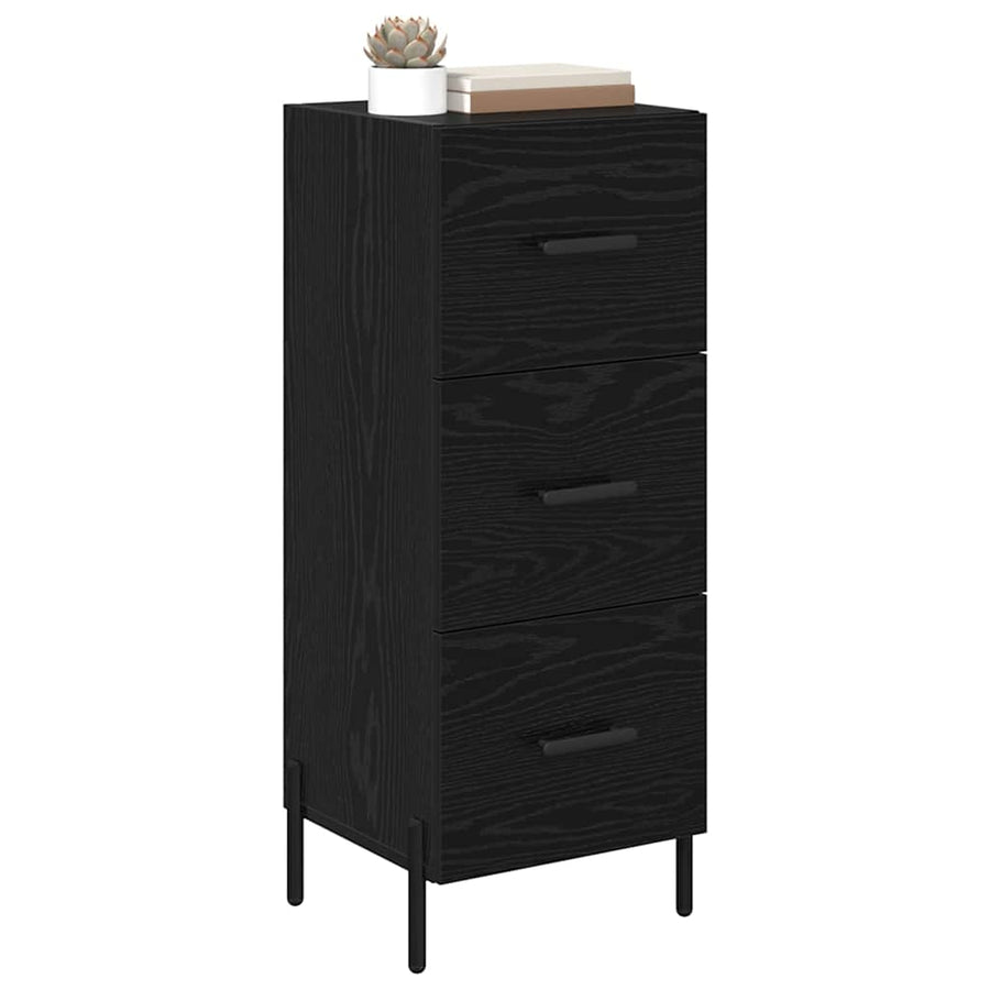 Dressoir met lade Zwart eiken 34 x 34.5 x 90 cm Bewerkt hout