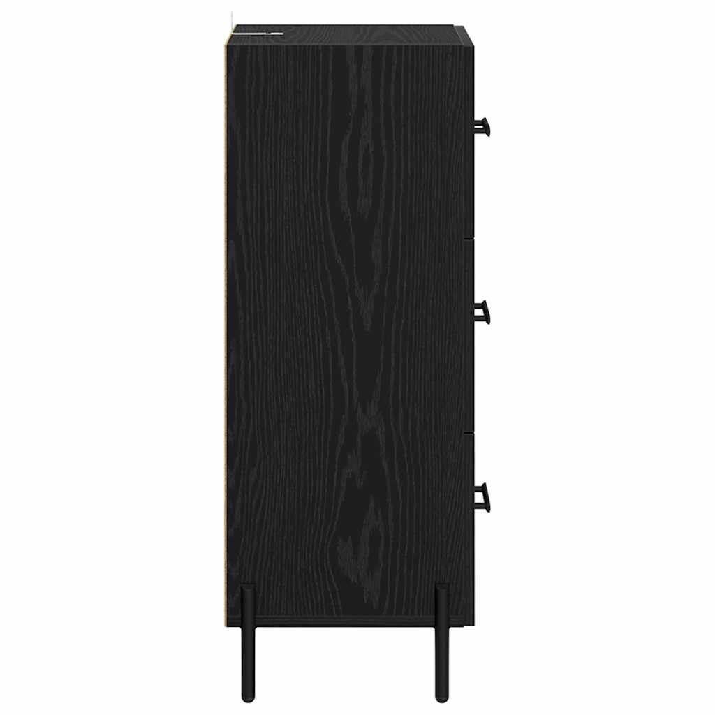 Dressoir met lade Zwart eiken 34 x 34.5 x 90 cm Bewerkt hout