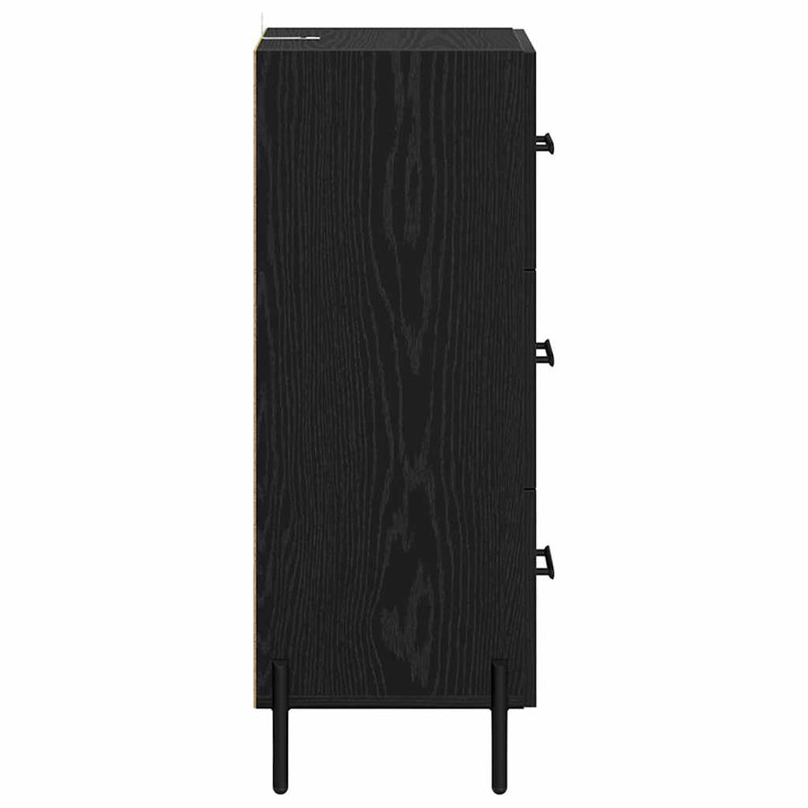 Dressoir met lade Zwart eiken 34 x 34.5 x 90 cm Bewerkt hout