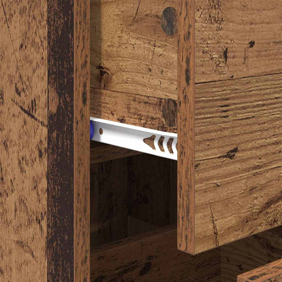 Dressoir met lade Oud hout 34 x 34.5 x 90 cm Bewerkt hout