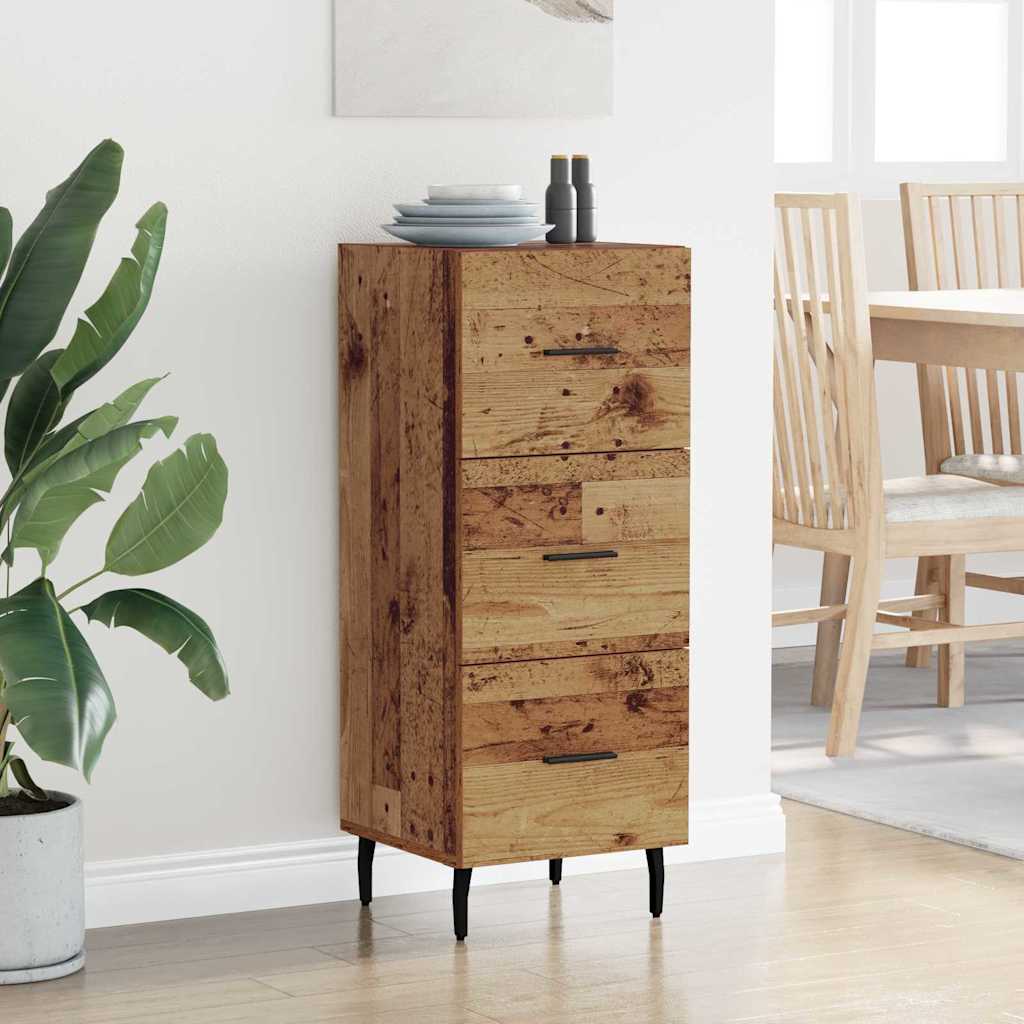 Dressoir met lade Oud hout 34 x 34.5 x 90 cm Bewerkt hout