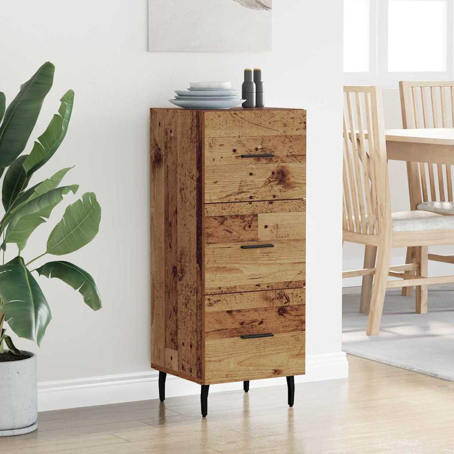 Dressoir met lade Oud hout 34 x 34.5 x 90 cm Bewerkt hout