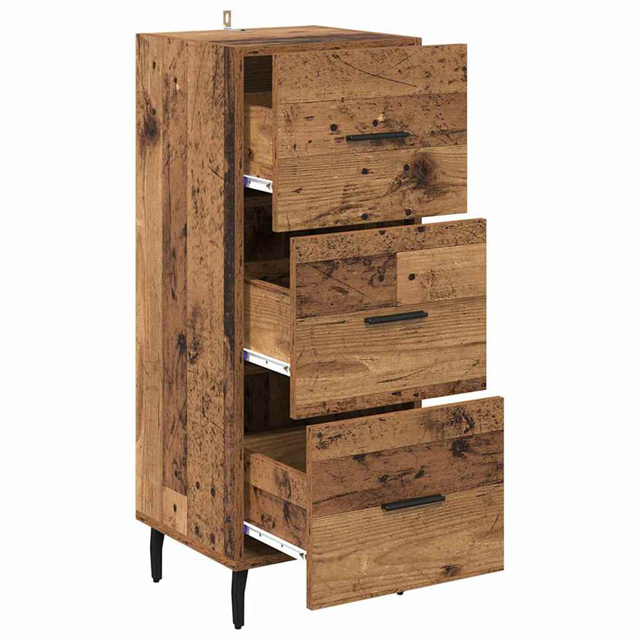 Dressoir met lade Oud hout 34 x 34.5 x 90 cm Bewerkt hout