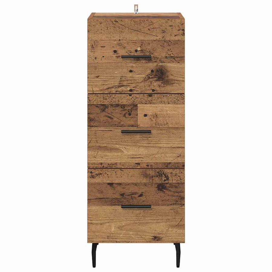 Dressoir met lade Oud hout 34 x 34.5 x 90 cm Bewerkt hout