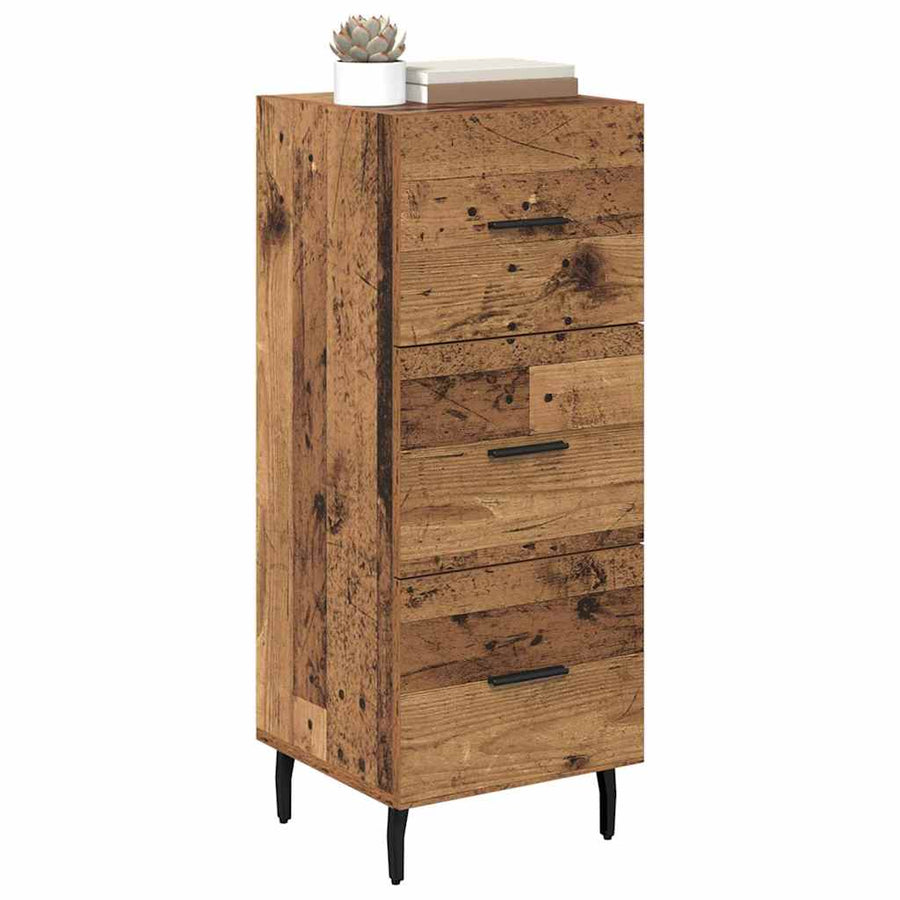 Dressoir met lade Oud hout 34 x 34.5 x 90 cm Bewerkt hout