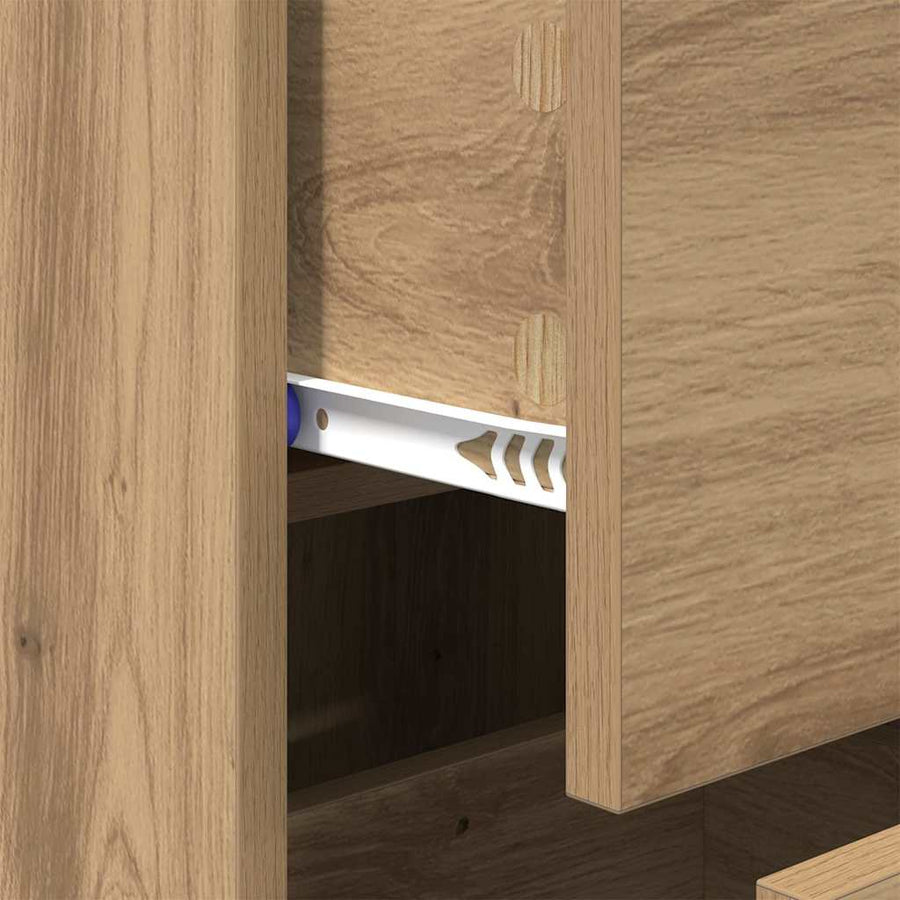 Dressoir artisanaal eikenkleurig 34 x 34.5 x 90 cm Bewerkt hout