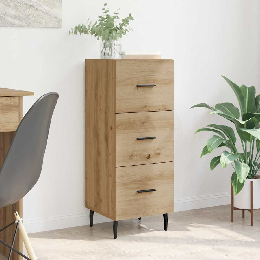 Dressoir artisanaal eikenkleurig 34 x 34.5 x 90 cm Bewerkt hout