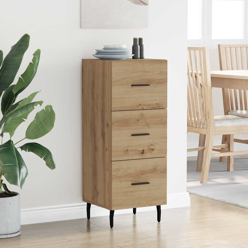 Dressoir artisanaal eikenkleurig 34 x 34.5 x 90 cm Bewerkt hout