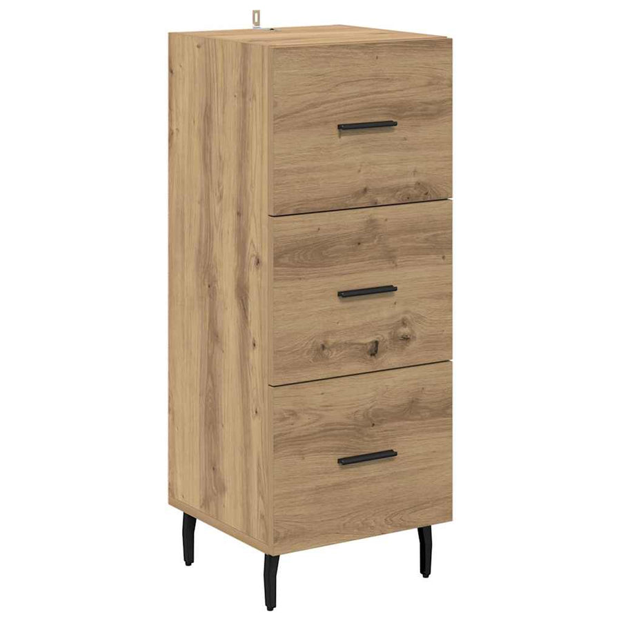 Dressoir artisanaal eikenkleurig 34 x 34.5 x 90 cm Bewerkt hout