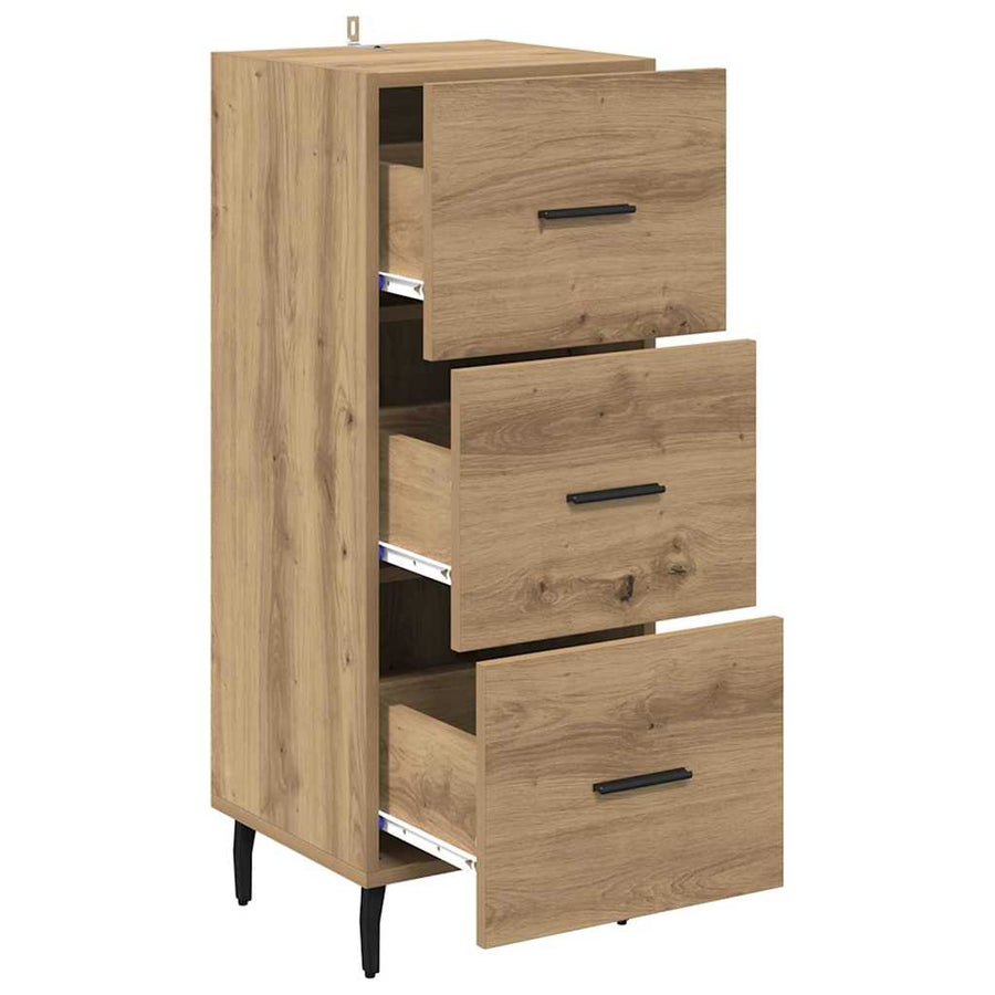 Dressoir artisanaal eikenkleurig 34 x 34.5 x 90 cm Bewerkt hout