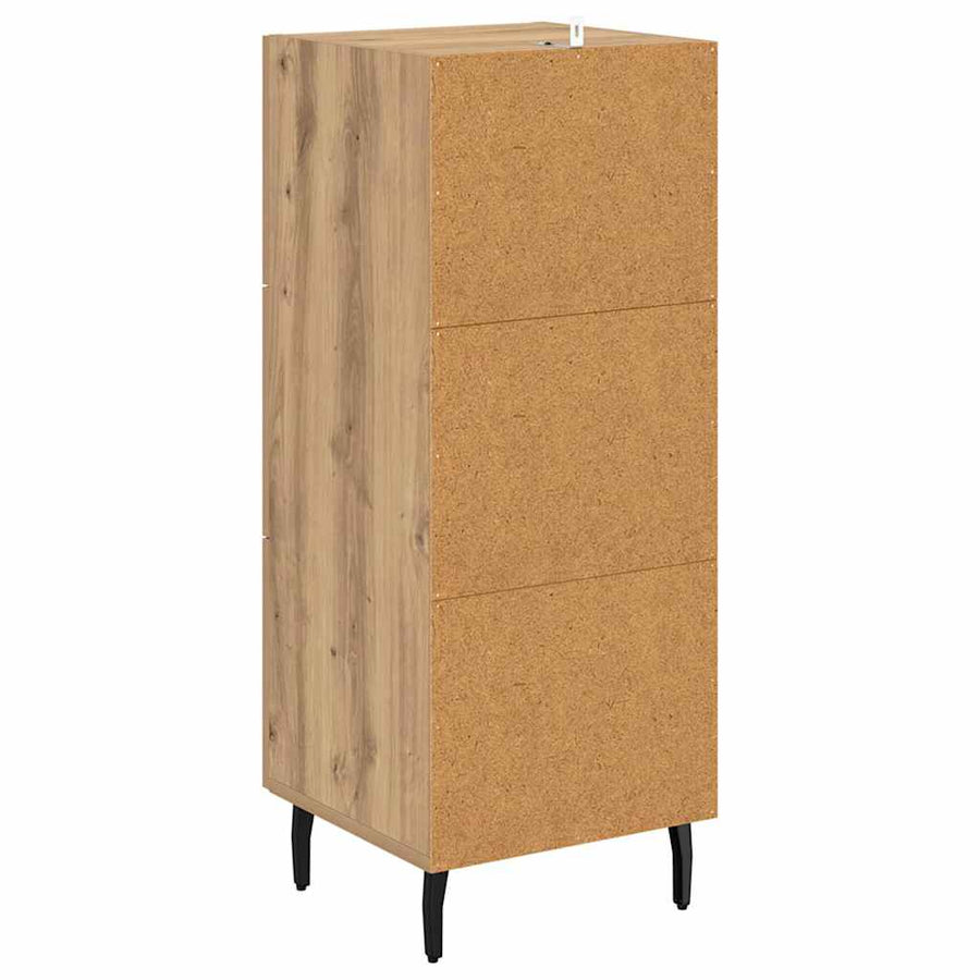 Dressoir artisanaal eikenkleurig 34 x 34.5 x 90 cm Bewerkt hout