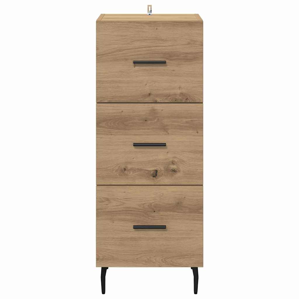 Dressoir artisanaal eikenkleurig 34 x 34.5 x 90 cm Bewerkt hout