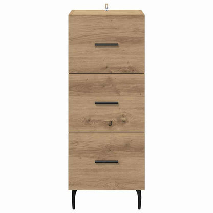 Dressoir artisanaal eikenkleurig 34 x 34.5 x 90 cm Bewerkt hout
