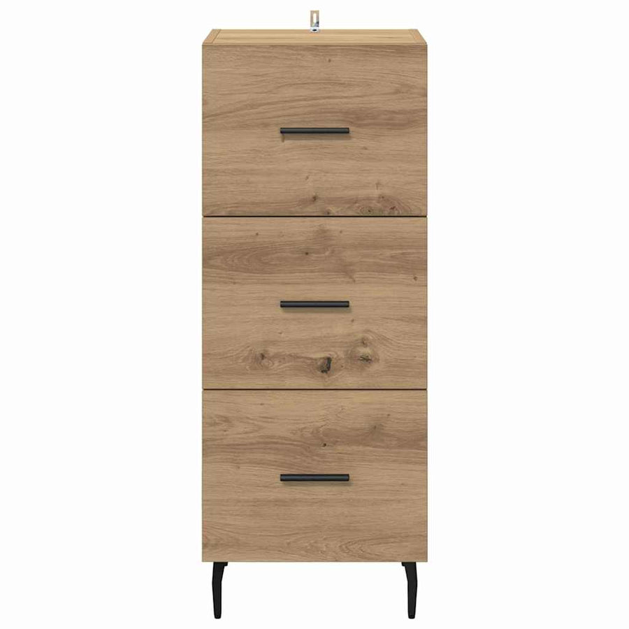 Dressoir artisanaal eikenkleurig 34 x 34.5 x 90 cm Bewerkt hout
