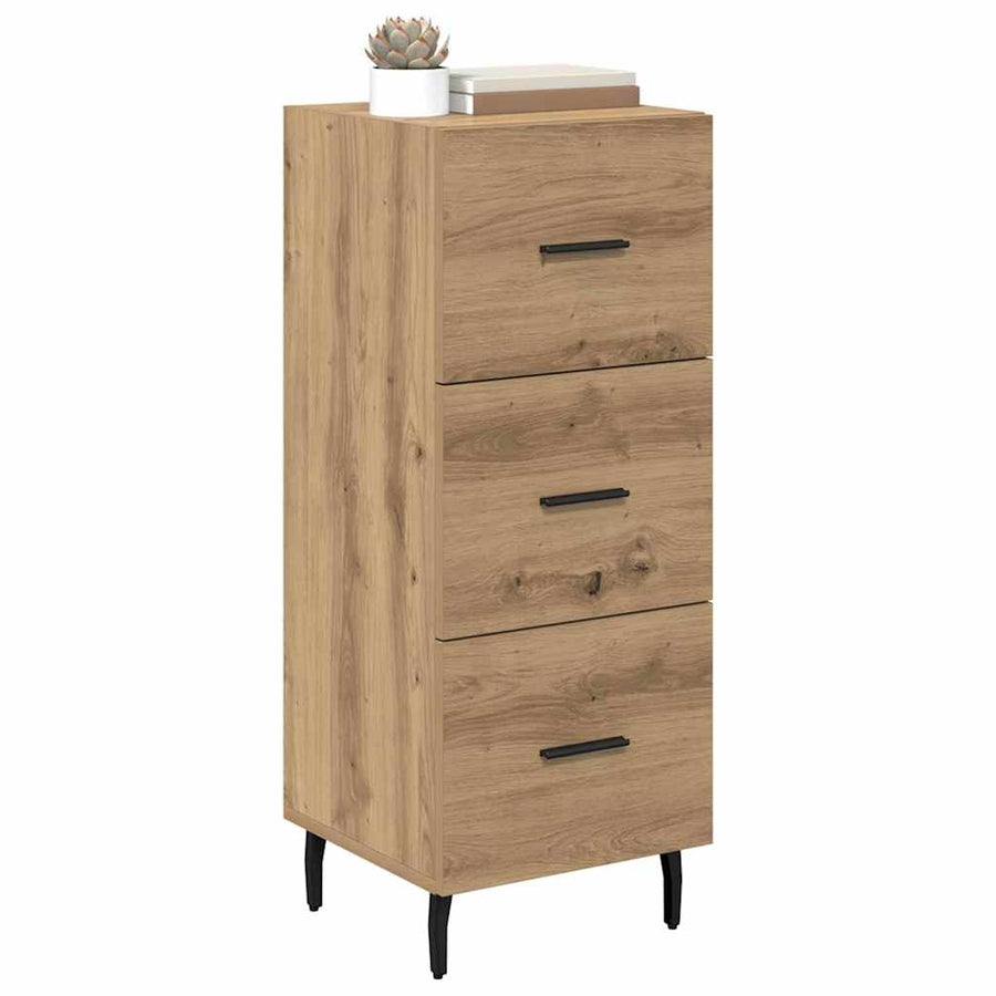 Dressoir artisanaal eikenkleurig 34 x 34.5 x 90 cm Bewerkt hout