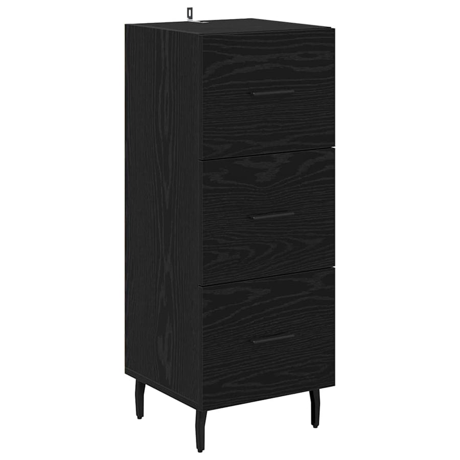 Dressoir met lade Zwart eiken 34 x 34.5 x 90 cm Bewerkt hout