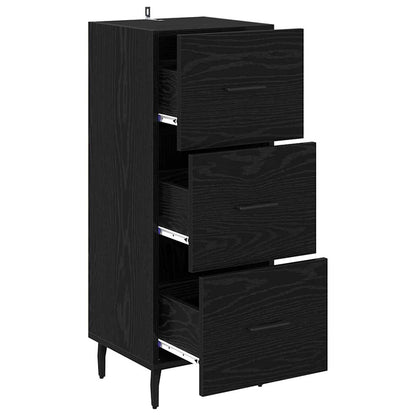 Dressoir met lade Zwart eiken 34 x 34.5 x 90 cm Bewerkt hout