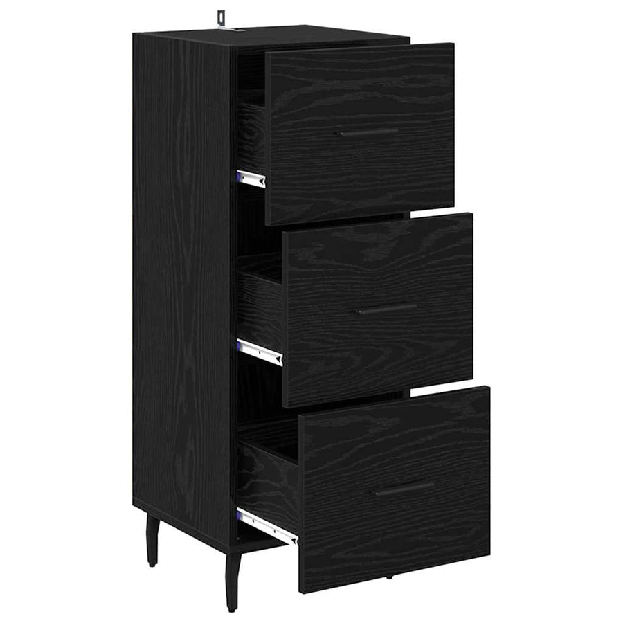 Dressoir met lade Zwart eiken 34 x 34.5 x 90 cm Bewerkt hout