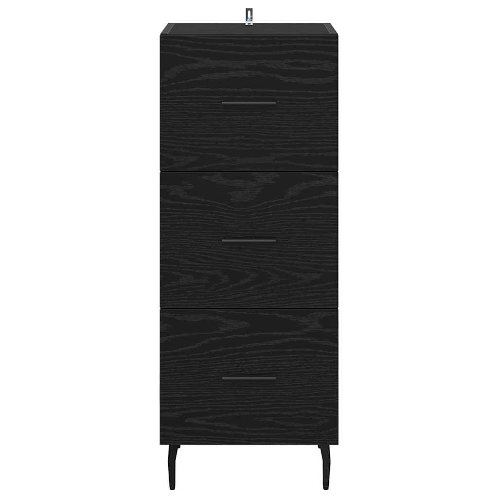 Dressoir met lade Zwart eiken 34 x 34.5 x 90 cm Bewerkt hout