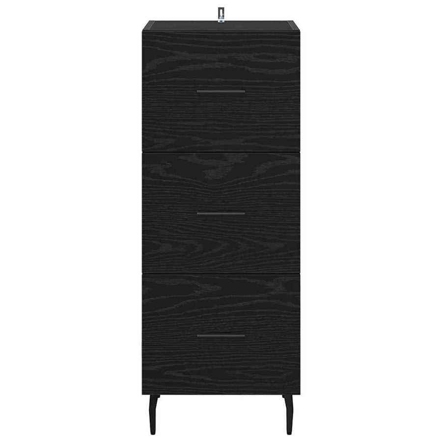 Dressoir met lade Zwart eiken 34 x 34.5 x 90 cm Bewerkt hout
