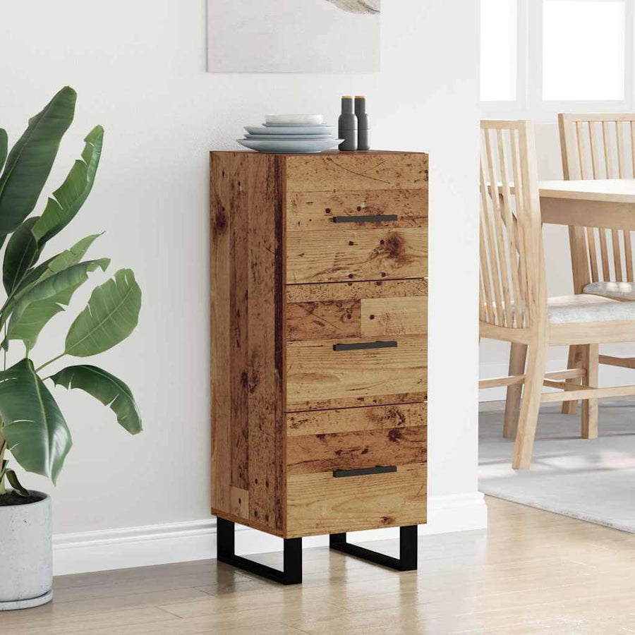 Dressoir Oud Hout 34,5 x 34 x 90 cm Gemonteerd hout en ijzer