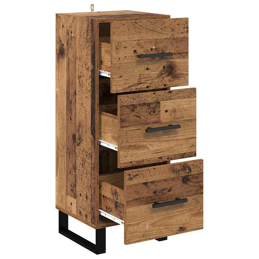 Dressoir Oud Hout 34,5 x 34 x 90 cm Gemonteerd hout en ijzer