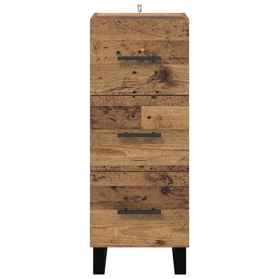 Dressoir Oud Hout 34,5 x 34 x 90 cm Gemonteerd hout en ijzer