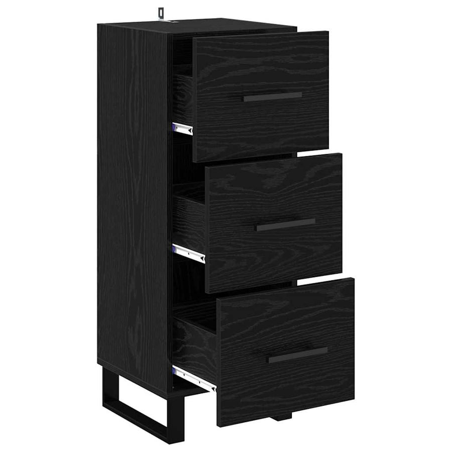 Dressoir Zwart Eiken 34,5 x 34 x 90 cm Gemonteerd hout en ijzer