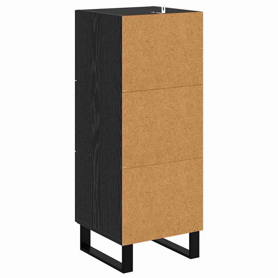 Dressoir Zwart Eiken 34,5 x 34 x 90 cm Gemonteerd hout en ijzer