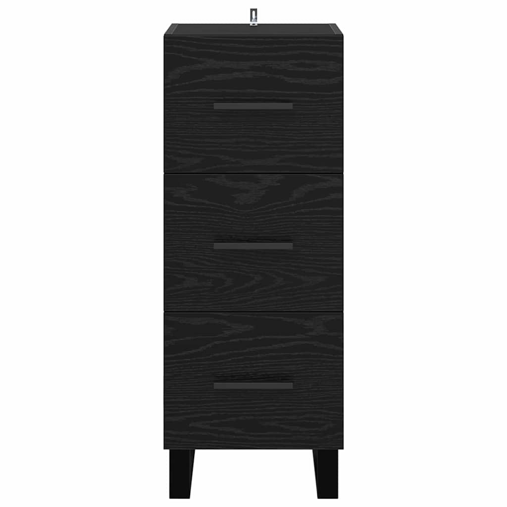 Dressoir Zwart Eiken 34,5 x 34 x 90 cm Gemonteerd hout en ijzer