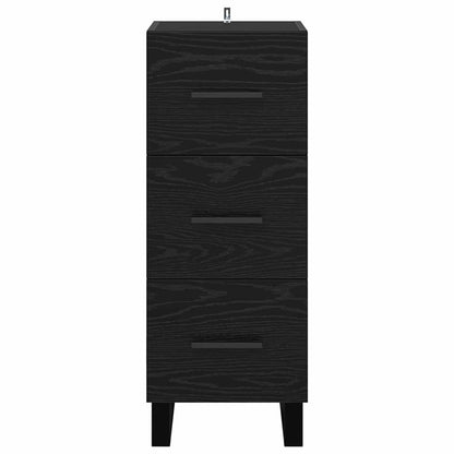 Dressoir Zwart Eiken 34,5 x 34 x 90 cm Gemonteerd hout en ijzer