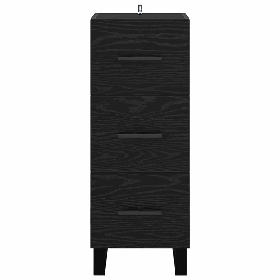 Dressoir Zwart Eiken 34,5 x 34 x 90 cm Gemonteerd hout en ijzer