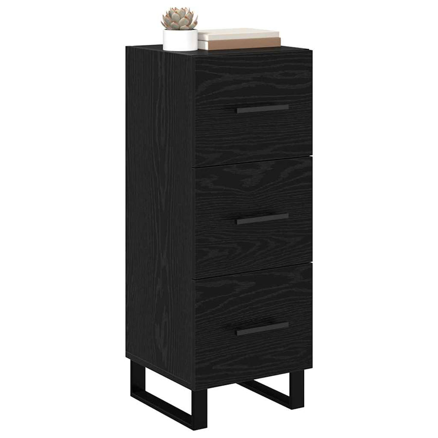 Dressoir Zwart Eiken 34,5 x 34 x 90 cm Gemonteerd hout en ijzer