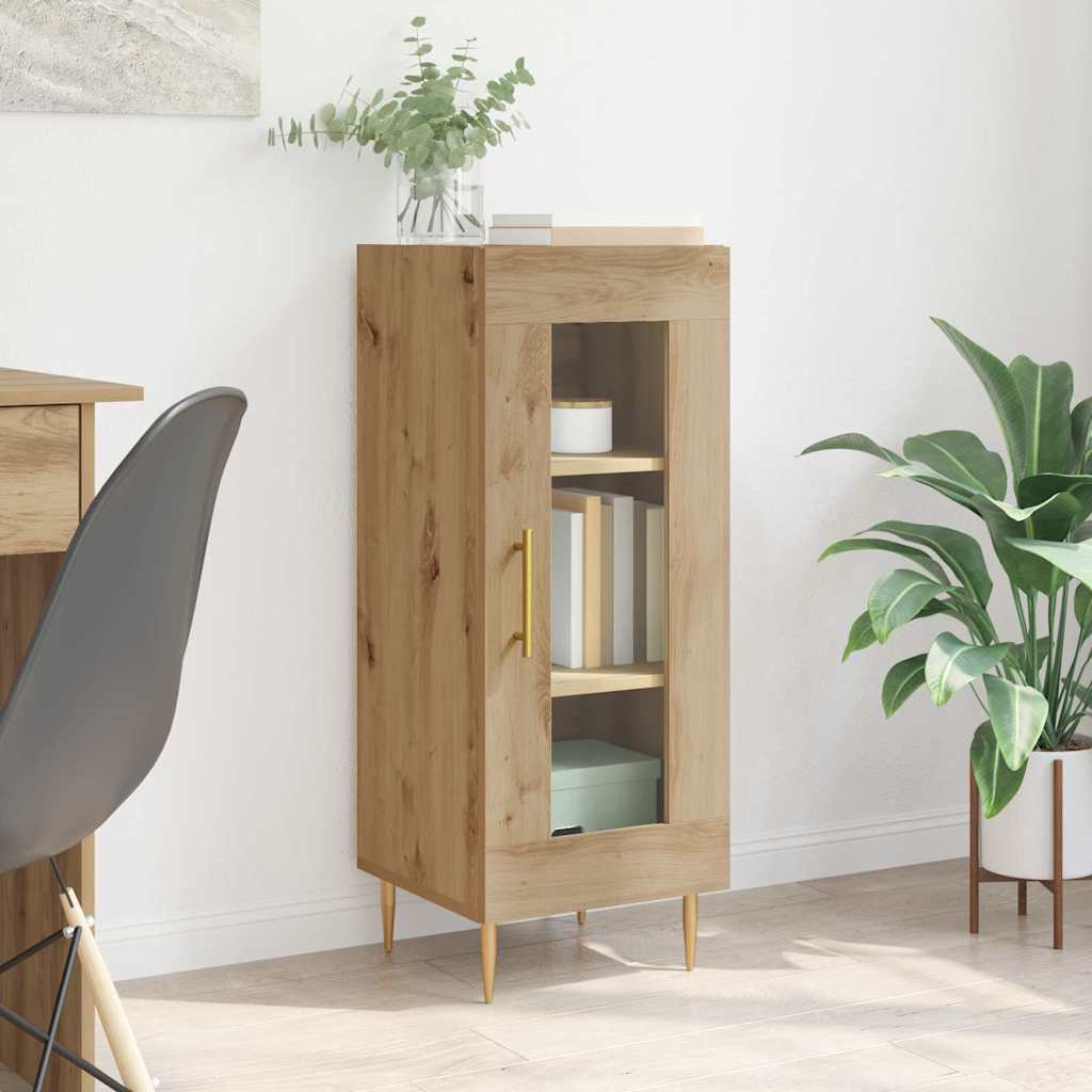 Dressoir artisanaal eikenkleurig 34 x 34.5 x 90 cm Bewerkt hout