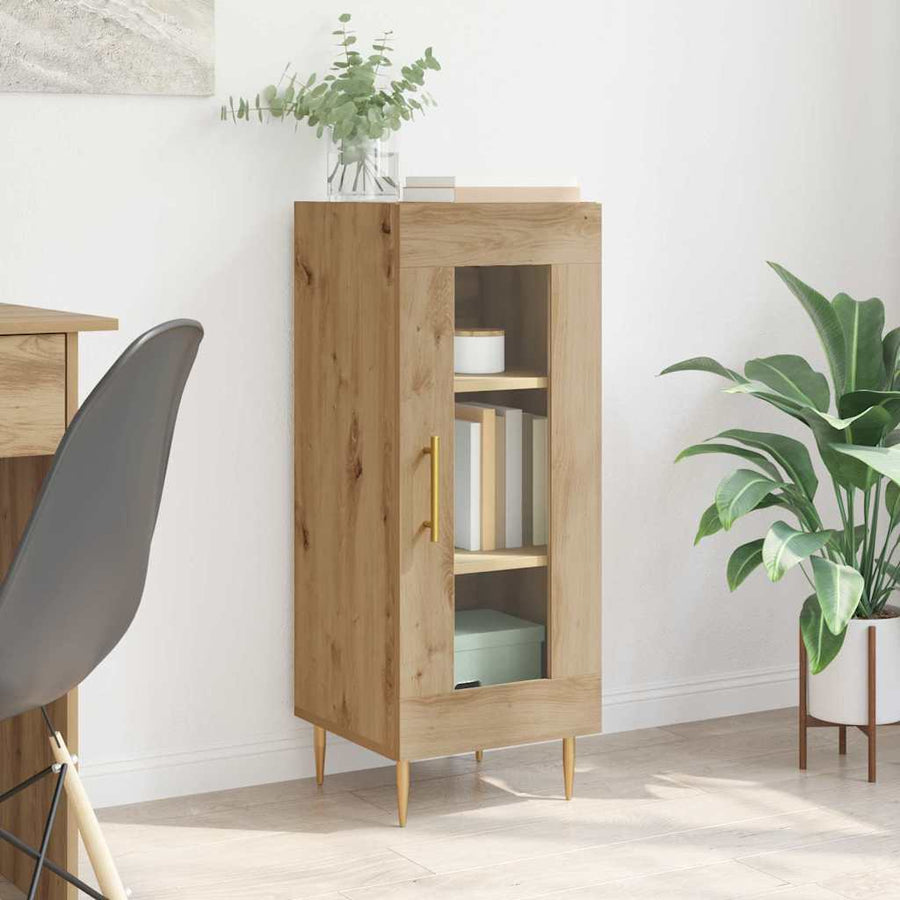 Dressoir artisanaal eikenkleurig 34 x 34.5 x 90 cm Bewerkt hout
