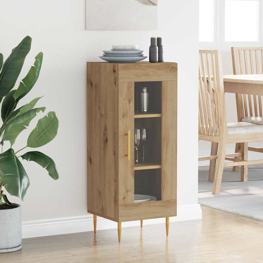 Dressoir artisanaal eikenkleurig 34 x 34.5 x 90 cm Bewerkt hout