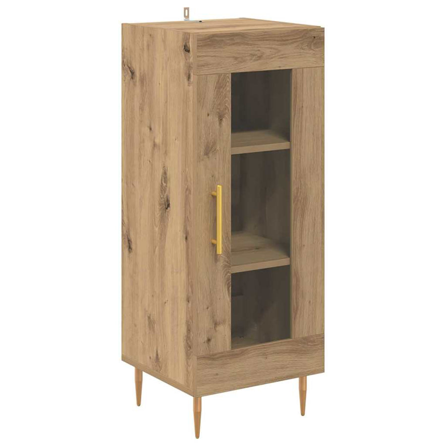 Dressoir artisanaal eikenkleurig 34 x 34.5 x 90 cm Bewerkt hout