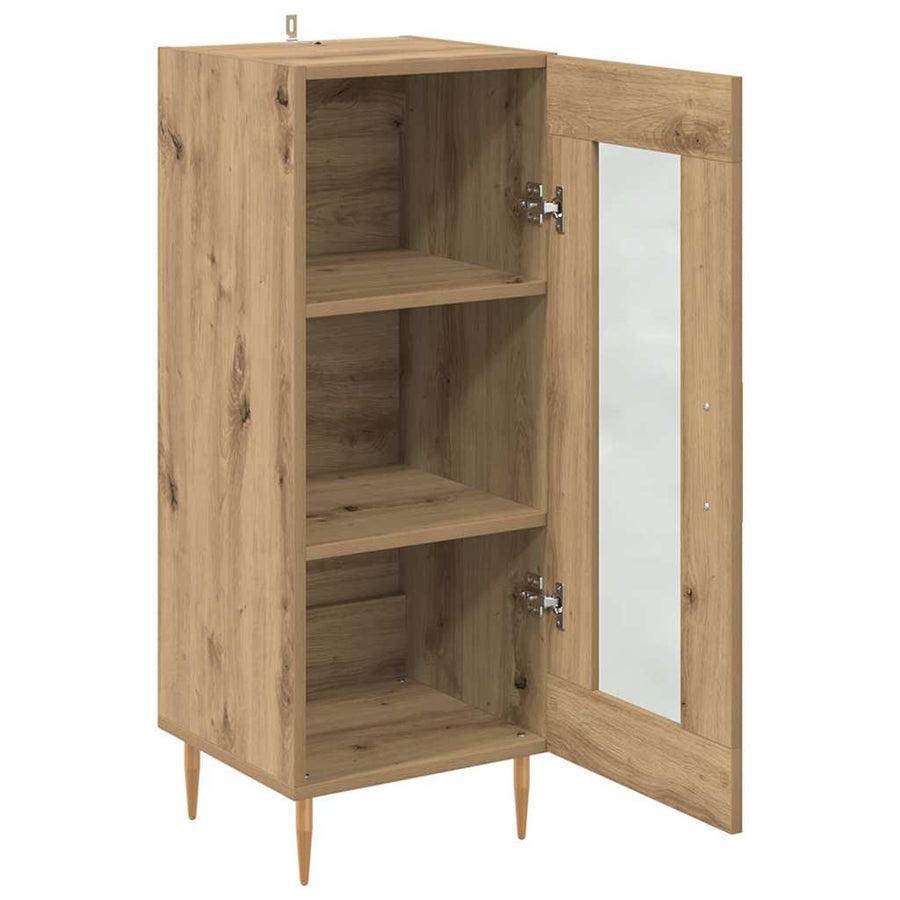 Dressoir artisanaal eikenkleurig 34 x 34.5 x 90 cm Bewerkt hout