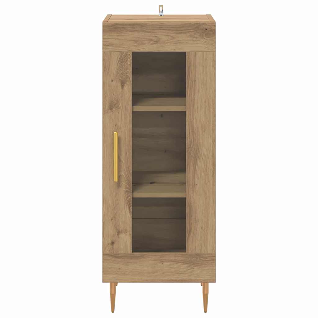 Dressoir artisanaal eikenkleurig 34 x 34.5 x 90 cm Bewerkt hout