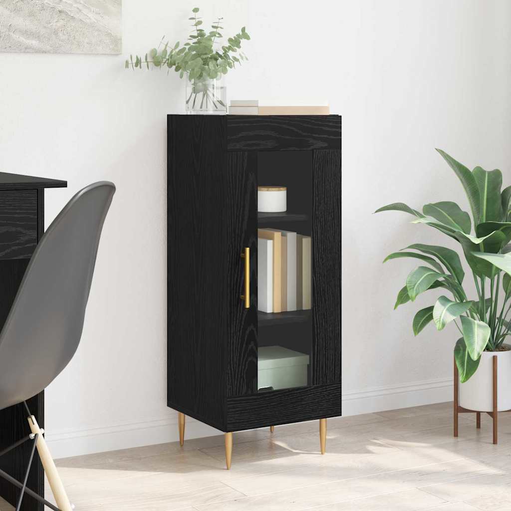 Dressoir Zwart eiken 34 x 34.5 x 90 cm Bewerkt hout