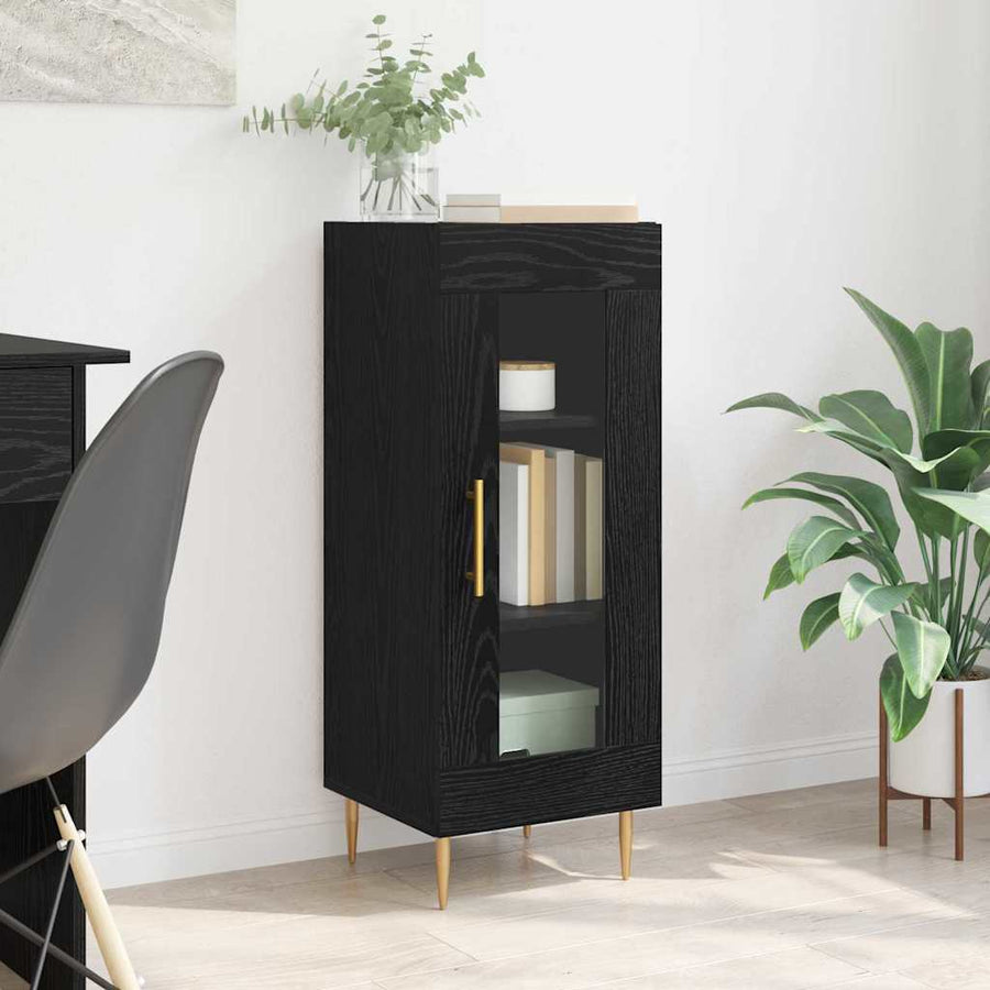 Dressoir Zwart eiken 34 x 34.5 x 90 cm Bewerkt hout