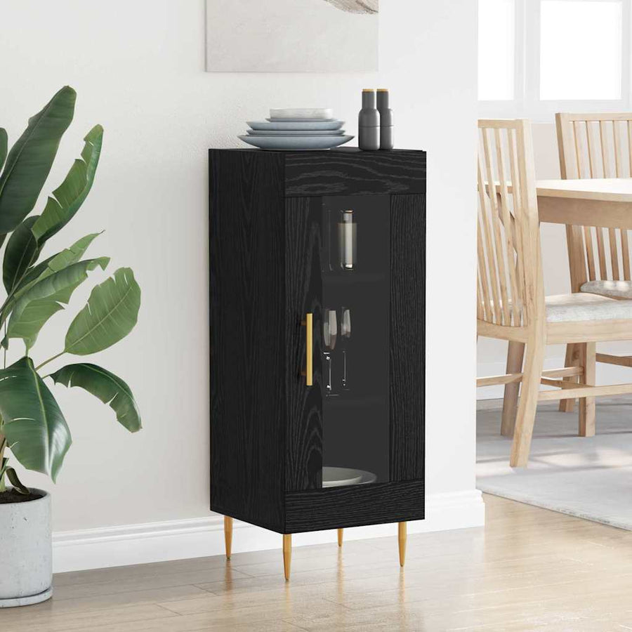 Dressoir Zwart eiken 34 x 34.5 x 90 cm Bewerkt hout