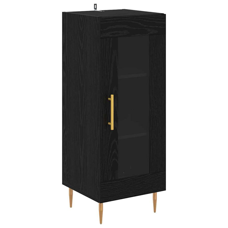 Dressoir Zwart eiken 34 x 34.5 x 90 cm Bewerkt hout